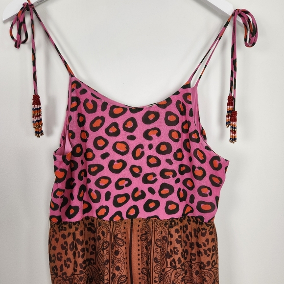 FARM Rio Boho Multicolor Tiered Beaded Shoulder Strap Maxi Dress Size S - Picture 4 of 11